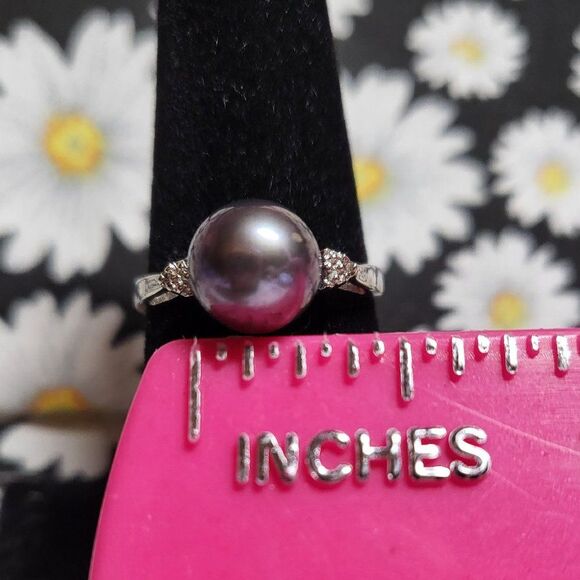 Japanese Tahitian Akoya Pearl Ring with Diamond Accents - Picture 7 of 7